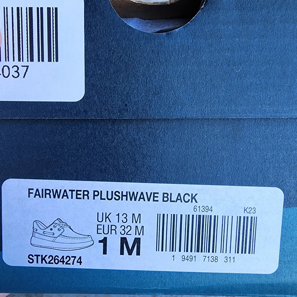 Sperry‎ Boys Fairwater Plushwave Black Shoes New In Box Size 1
